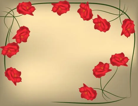 Red flowers frame Illustrazione stock