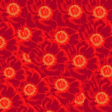 Red flowers hand draw pattern Stock Illustration