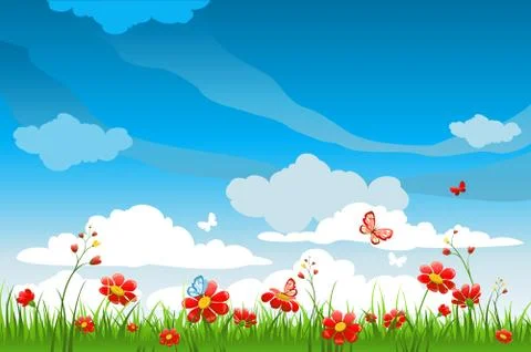 Red flowers Stock Illustration