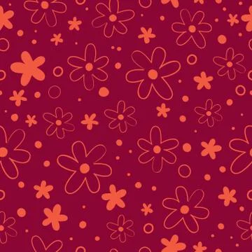 Red flowers seamless pattern Stock Illustration