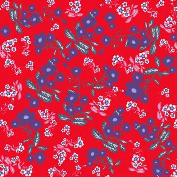 Red flowers seamless pattern Stock Illustration