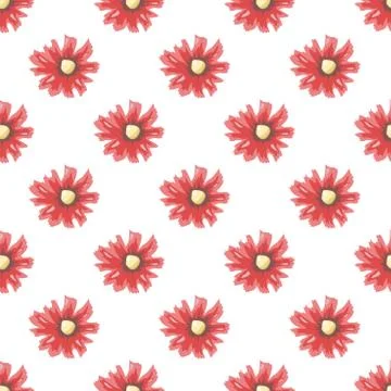 Red flowers seamless pattern Stock Illustration