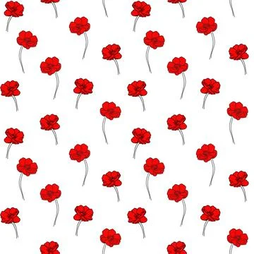Red flowers, seamless pattern Stock Illustration