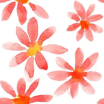 Red flowers seamless pattern Red watercolor flowers - seamless pattern Cop... 스톡 사진