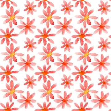 Red flowers seamless pattern Red watercolor flowers - seamless pattern Cop... Stockfoto's