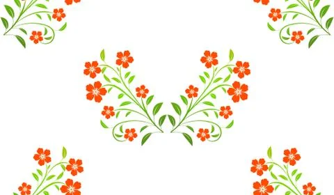 Red flowers seamless pattern on white background Stock Illustration