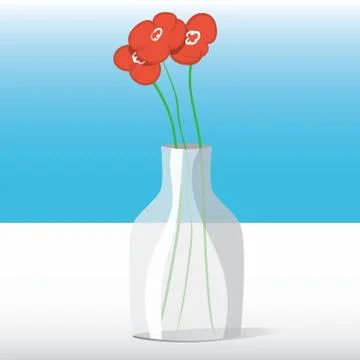 Red flowers in vase Stock Illustration