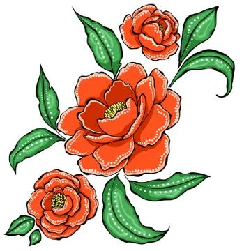 Red flowers on white Stock Illustration