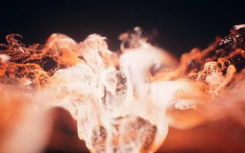 Red flowing particles with explosive wave effect, 3d rendering. Stock Illustration