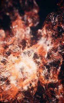 Red flowing particles with explosive wave effect, 3d rendering. イラスト素材
