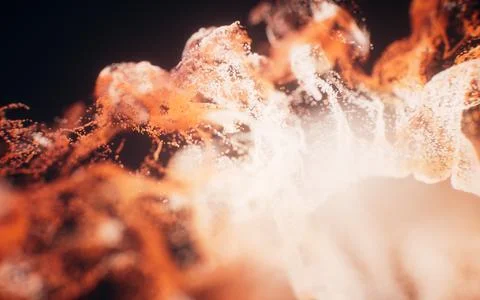 Red flowing particles with explosive wave effect, 3d rendering. Stock Illustration