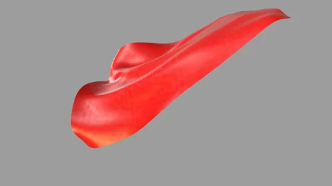 Red Flowing Superhero Cape Isolated on Grey - Dynamic 3D Render,with Luma Mate. Stock Footage 335886003