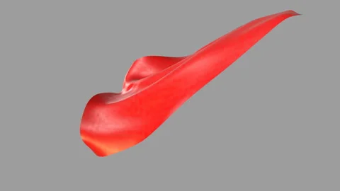 Red Flowing Superhero Cape Isolated on Grey With Luma Mate Stock Footage 342984896