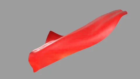 Red Flowing Superhero Cape Isolated on Grey With Luma Mate 動画素材 342985032