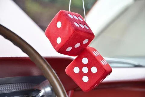 Red Fluffy Dice Stock-Fotos