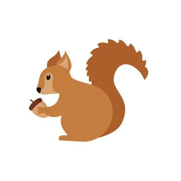 Red Fluffy Squirrel with Bushy Tail Holding Acorn Vector Illustration Stock Illustration