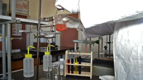 Red Fluid Filtration in the Laboratory Experiment2 Stock Footage 65124951