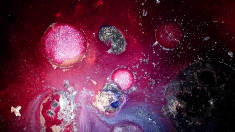 Red Fluid Marble Texture with Microscopic Bubble Detail Stock Footage 335447428