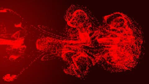 Red fluid particle dots are flowing in the animated video. Animation of glo.. Ilustración de archivo