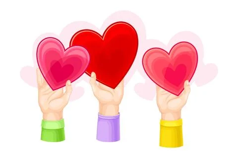 Red Fluttering Heart in Human Hands as Love and Devotion Symbol Vector Stock Illustration