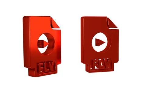 Red FLV file document video file format. Download flv button icon isolated .. Illustrazione stock