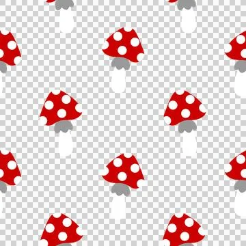 Red fly mushrooms, seamless pattern in flat style Stock Illustration