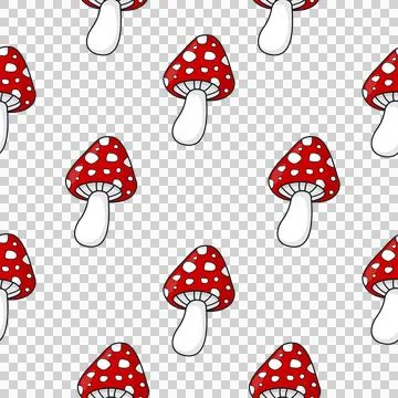 Red fly mushrooms, seamless pattern in flat style Stock Illustration