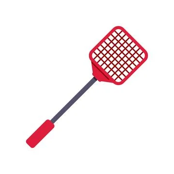 Red fly swatter with long handle for insect control Illustration