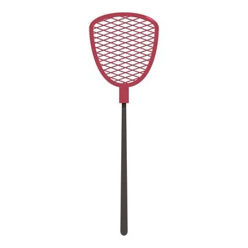 Red fly swatter standing on white background Stock Illustration