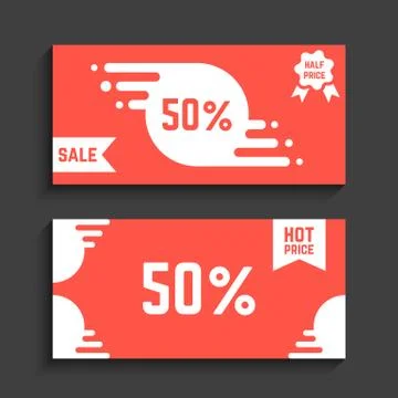 Red flyers with discounts Stock Illustration