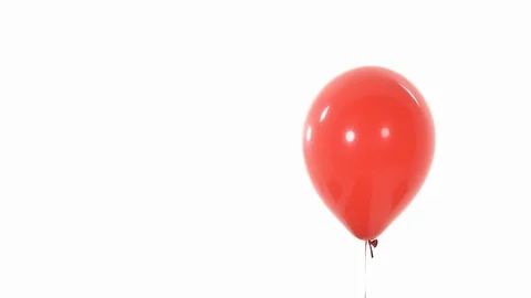 Red flying balloon. Isolated, on white background. Copy space Stock Footage 123780612