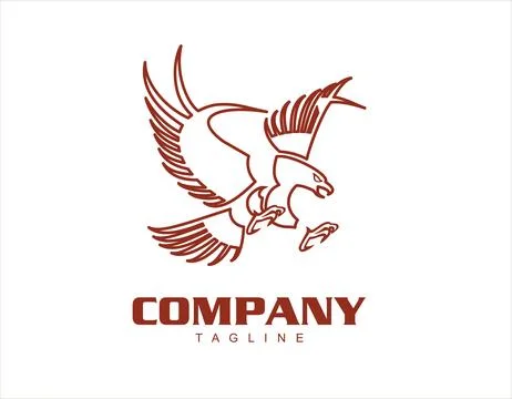 Red Flying Eagle, spread out its feather Stock Illustration
