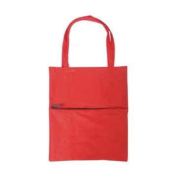 Red foldable tote bag isolated on white background Stock Photos