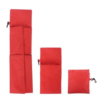 Red foldable tote bag isolated on white background Stock Photos
