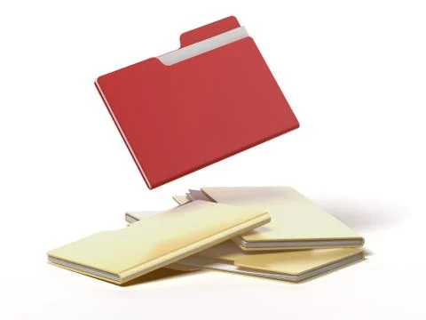 Red folder among yellow Stock Illustration