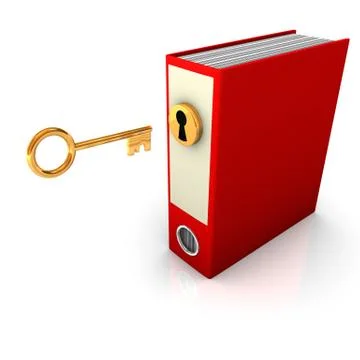 Red folder golden key Stock Illustration