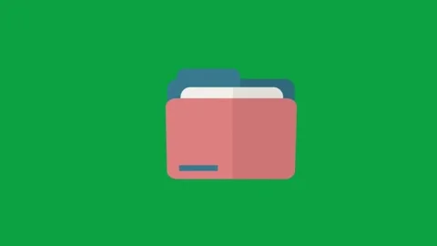Red folder icon animation on green screen with opening and closing file document Stock Footage 330881413