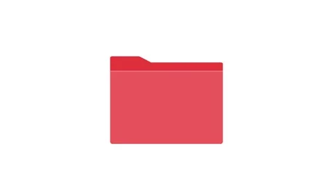 Red folder icon displayed on a black background, symbolizing file storage o.. Stock Footage 333550574