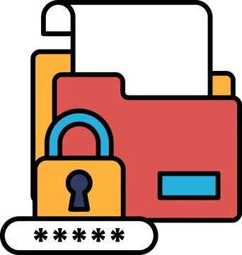 A red folder with a lock on it Stock Illustration