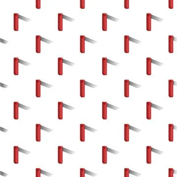 Red folding pocket knives seamless pattern background Illustration