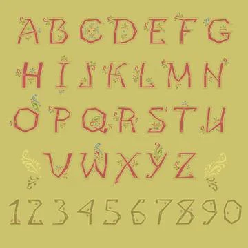 Red Folk Alphabet Illustrazione stock