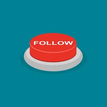 Red follow button. Tracking concept. object vector illustration Stock Illustration