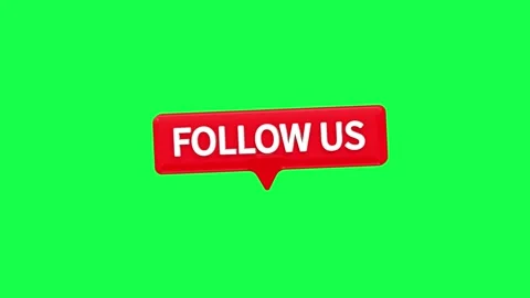 A red follow us button with green screen background 스톡 동영상 312109628