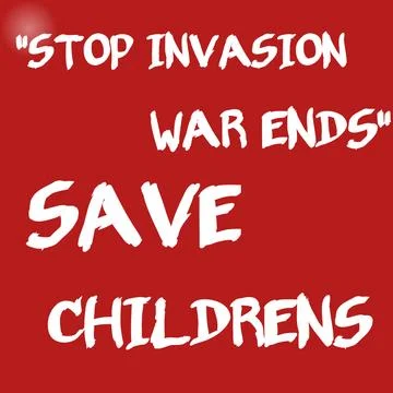 Red Font Text Calls for End of War in Palestine to Save Children Stock Illustration