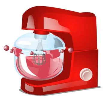 Red food processor or stand mixer, kitchen electrical equipment for cooking Stock Illustration