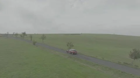 Red Ford Mustang Mach E4X in Nature-D-Log Video stock 219249039