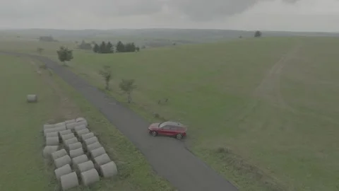 Red Ford Mustang Mach E4X in Nature-D-Log Video stock 219249088