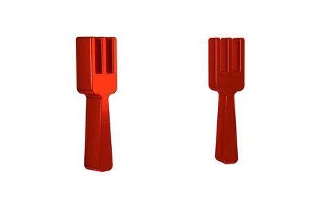 Red Fork icon isolated on transparent background. Cutlery symbol. Illustrazione stock