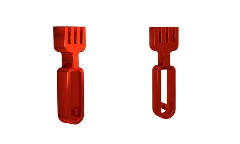 Red Fork icon isolated on transparent background. Cutlery symbol. Stock Illustration