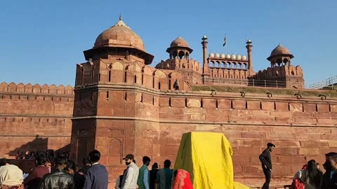 Red Fort front view evening Stock Footage 232385133